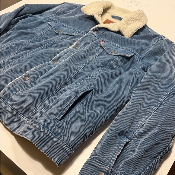 Men's Blue corduroy Jacket with Sherpa Lining - Picture 6 of 10